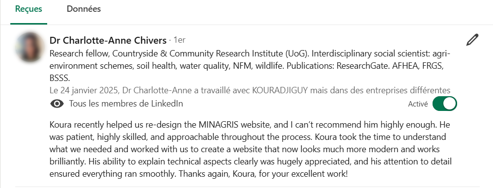screenshot of linkedin review
