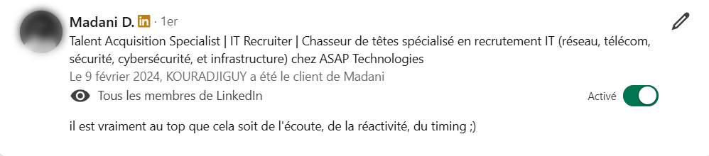 screenshot of linkedin review