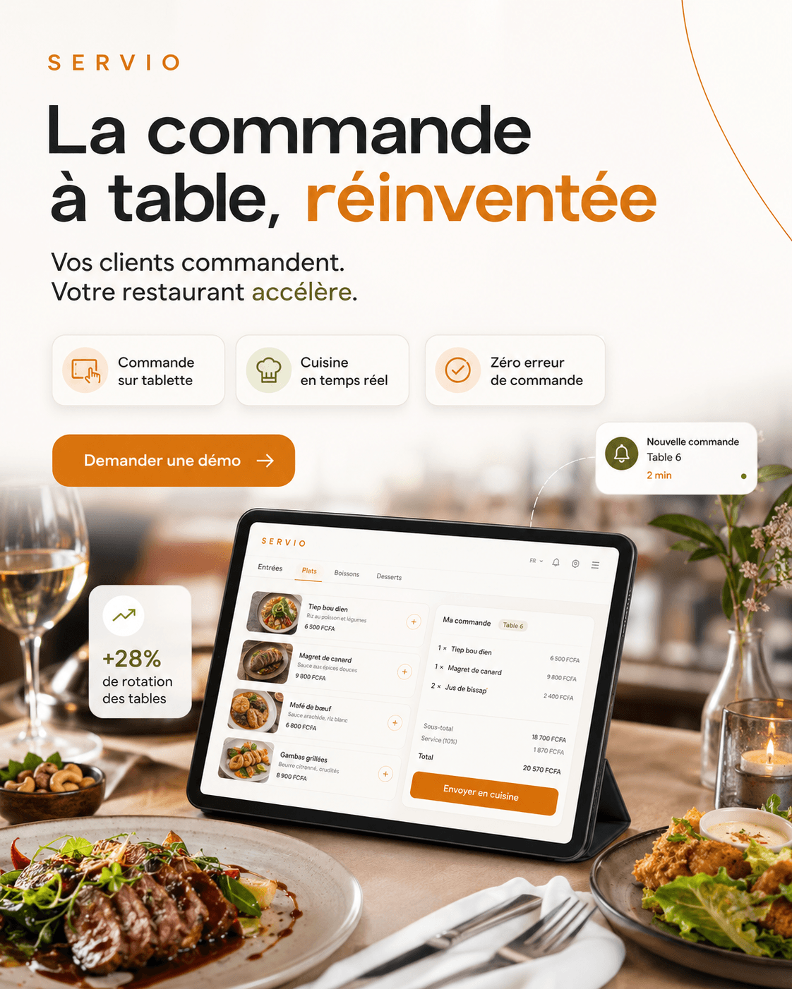 Servio – parcours client en trois etapes, du fauteuil a la cuisine