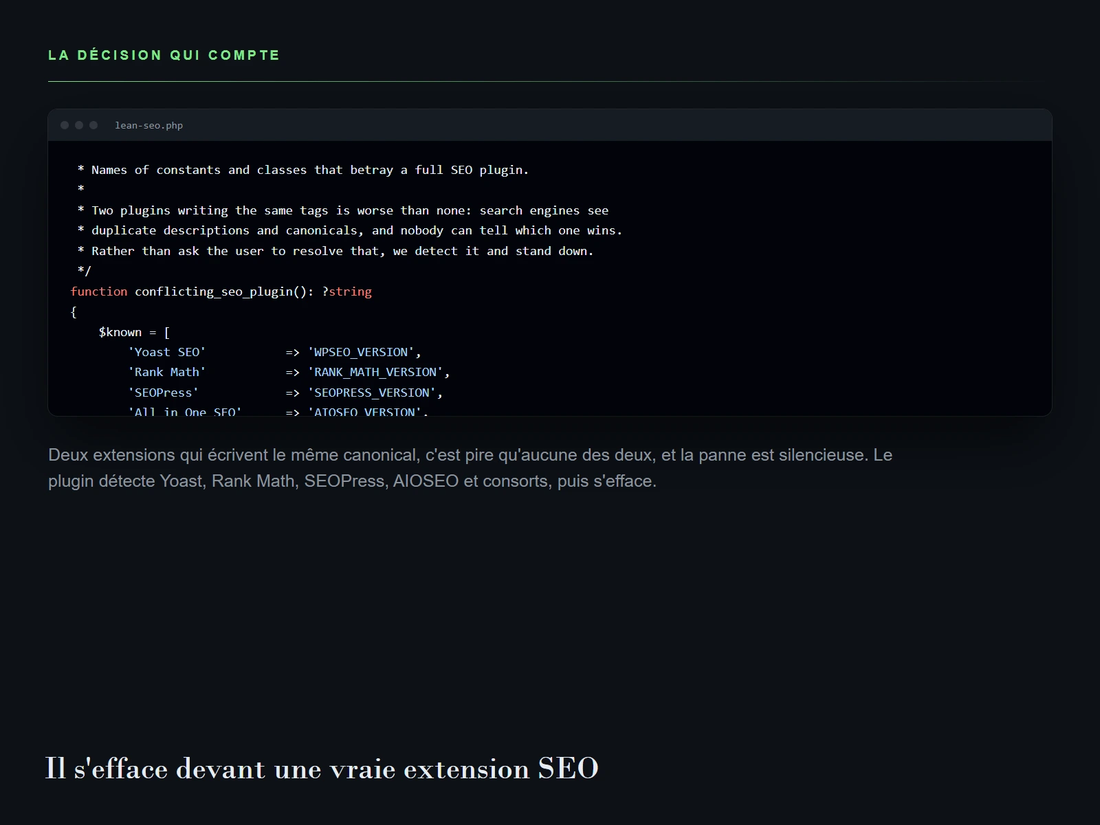 Detection des extensions SEO concurrentes dans Lean SEO