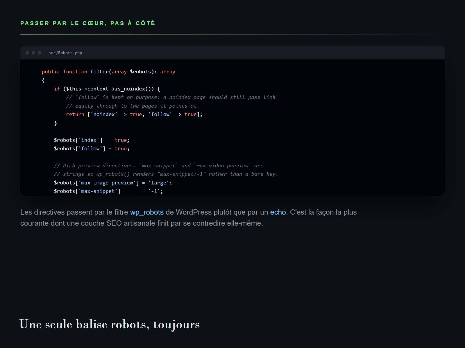 Directives robots via le filtre wp_robots de WordPress